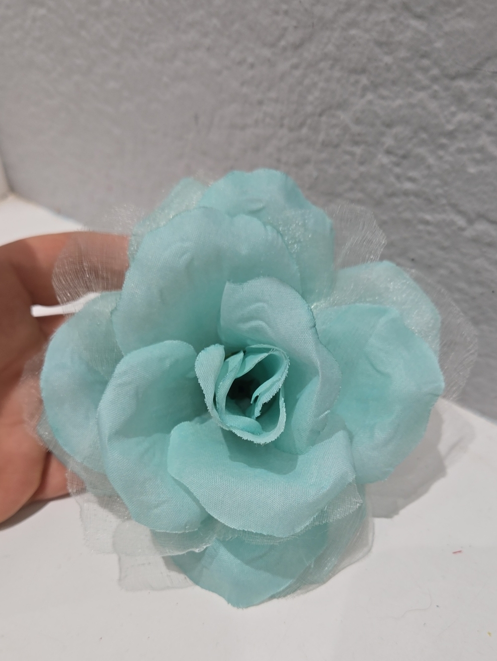 Aqua Fabric Flower Hair Clip – Women Accessories